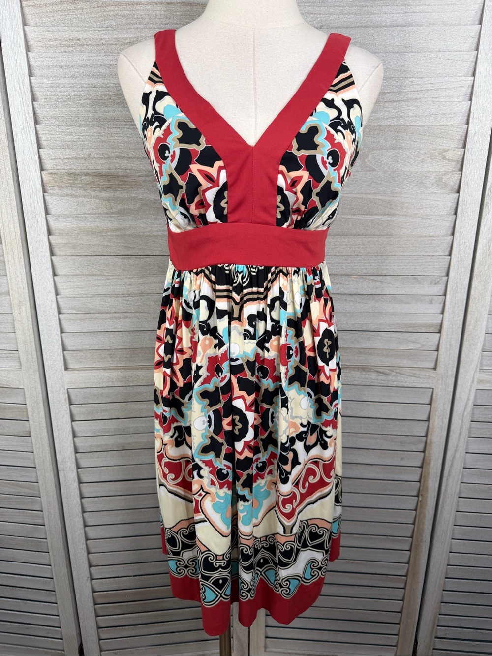 TRULLI Vibrant Geometric Floral Sleeveless Sundress with Back Tie Sash-0